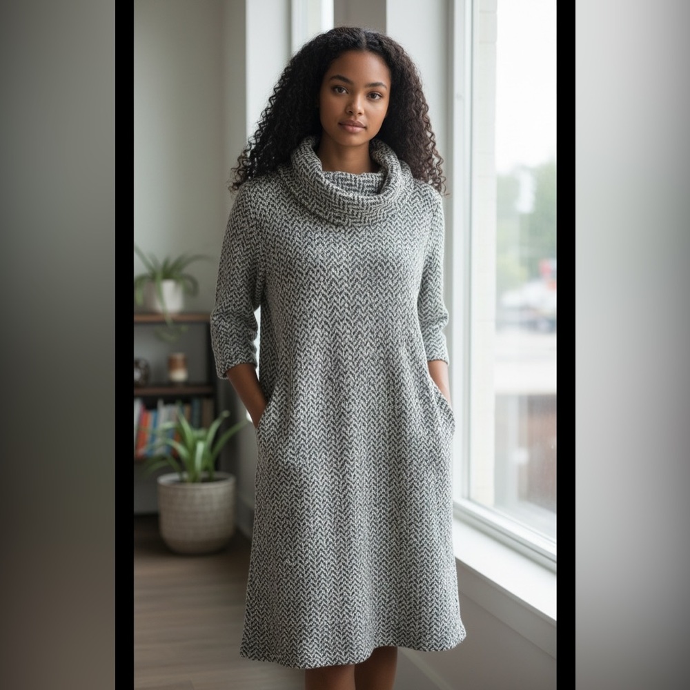 Perceptions Black and White Patterned Dress